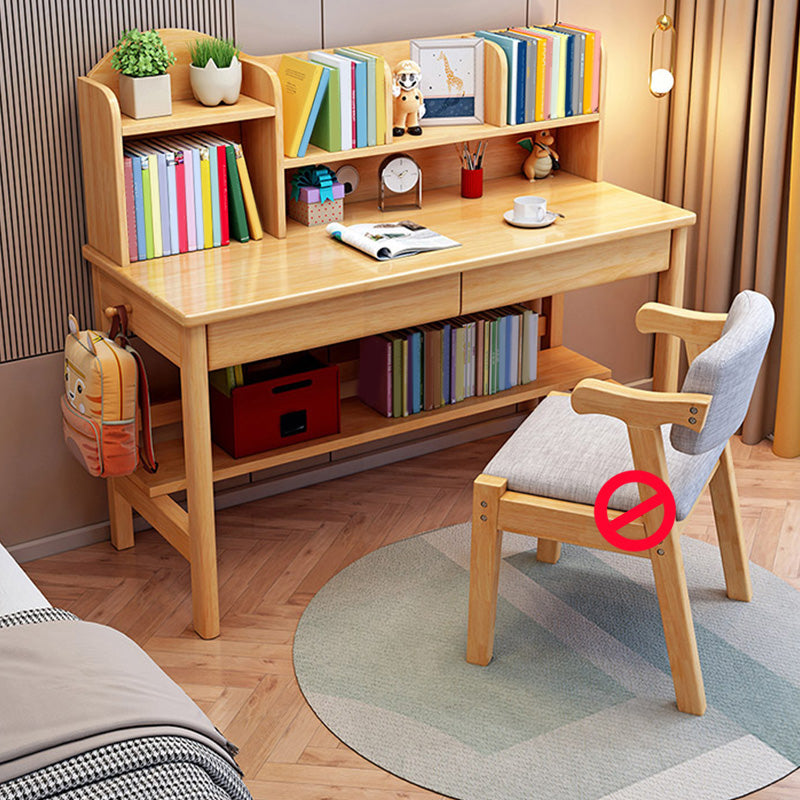 Solid Wood Desk Kids Writing Desk with drawer  23.6"W Child Desk in Light Wood