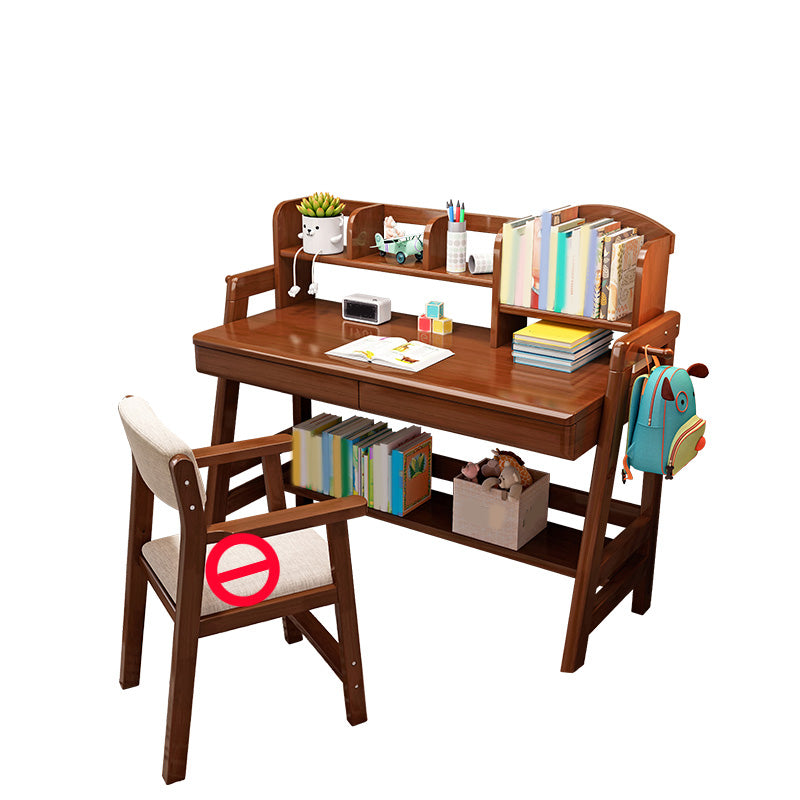 Solid Wood Writing Desk 23.6"W Adjustable Child Desk with Drawer