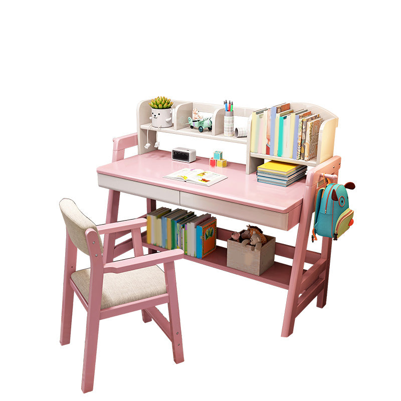 Solid Wood Writing Desk 23.6"W Adjustable Child Desk with Drawer