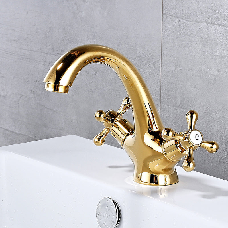 Bathroom Vessel Faucet Double Cross Handle Low Arc Industrial Sink Faucet