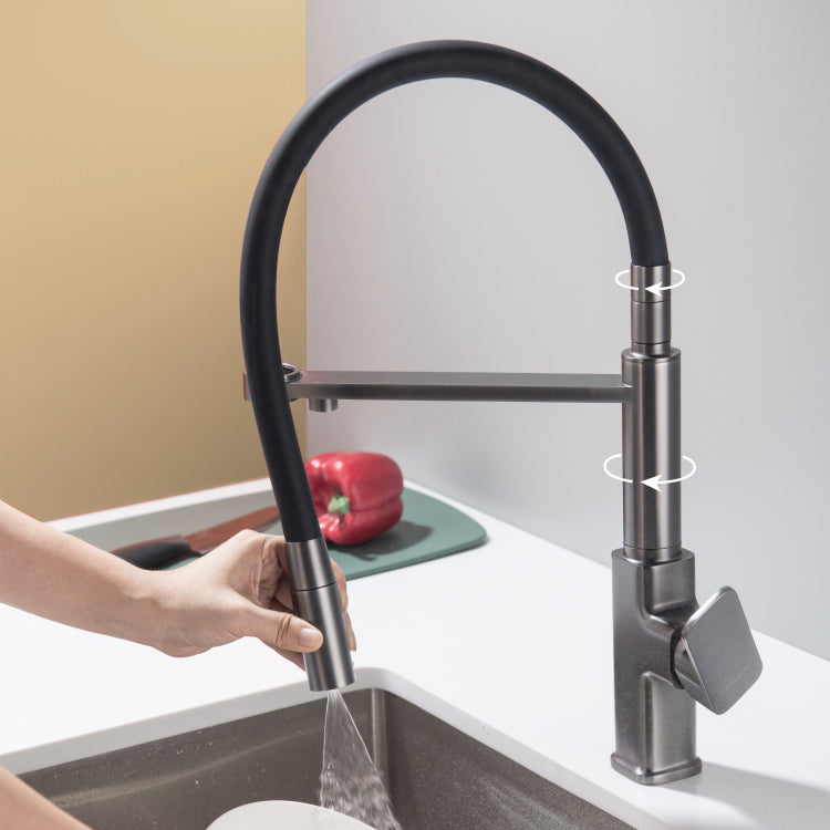 Swivel Spout Kitchen Sink Faucet High Arc with Pull Down Sprayer