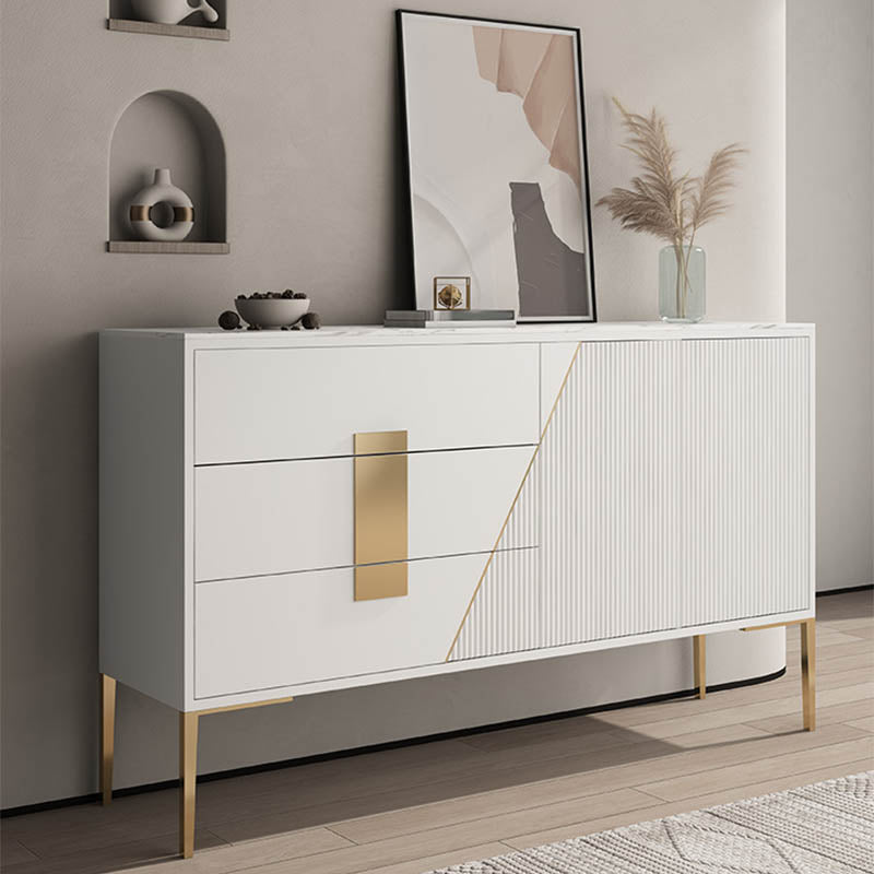 Glam Style Wooden Sideboard Cabinet 33.5" High Sideboard with Drawers and Storage