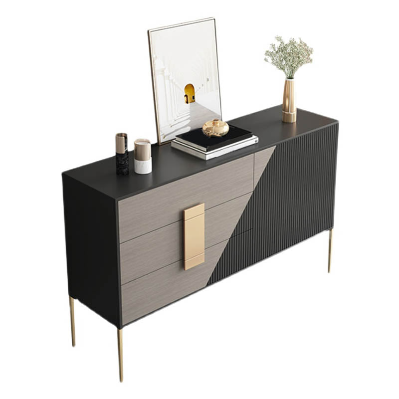 Glam Style Wooden Sideboard Cabinet 33.5" High Sideboard with Drawers and Storage