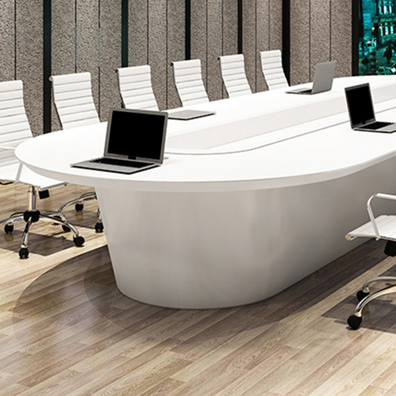 Contemporary Man-made Wood Writing Desk Oval White Office Desk for Office