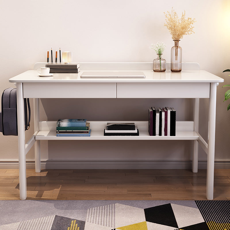 Rectangular Shaped Office Table Wood Writing Desk in White/Brown/Natural