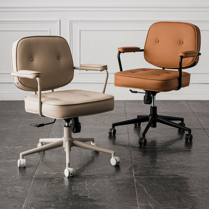 Contemporary Fixed Arms Desk Chair Wheels Included Conference Chair for Office