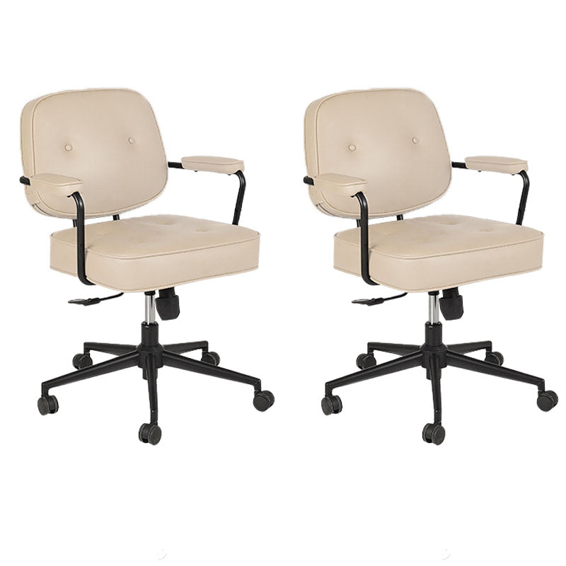 Contemporary Fixed Arms Desk Chair Wheels Included Conference Chair for Office