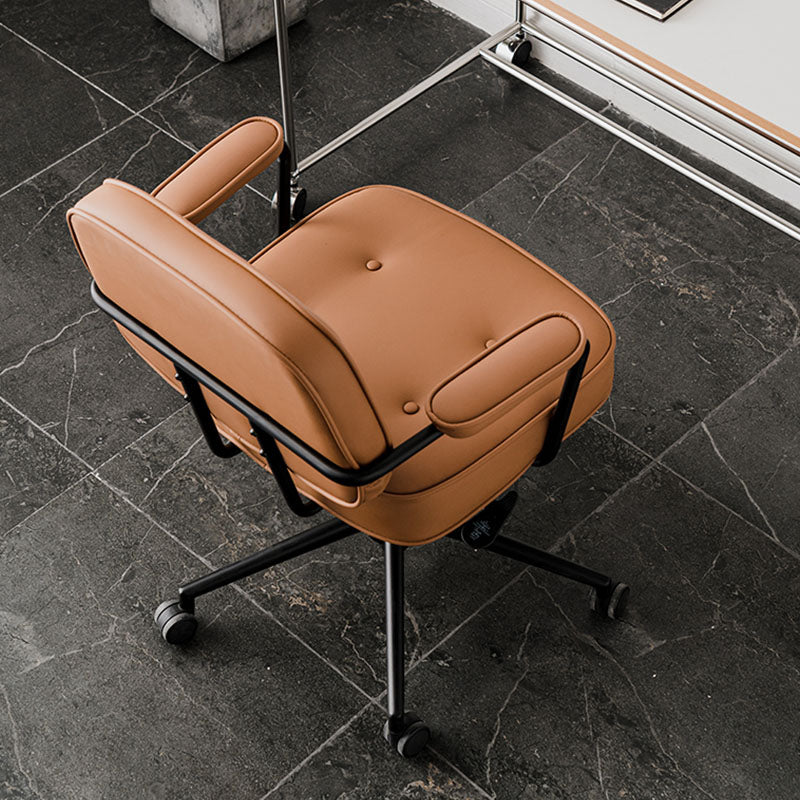 Contemporary Fixed Arms Desk Chair Wheels Included Conference Chair for Office