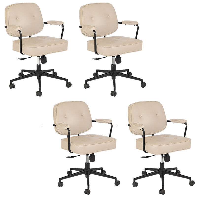 Contemporary Fixed Arms Desk Chair Wheels Included Conference Chair for Office