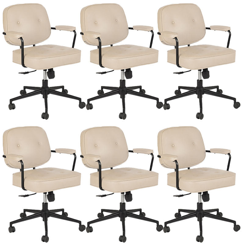 Contemporary Fixed Arms Desk Chair Wheels Included Conference Chair for Office