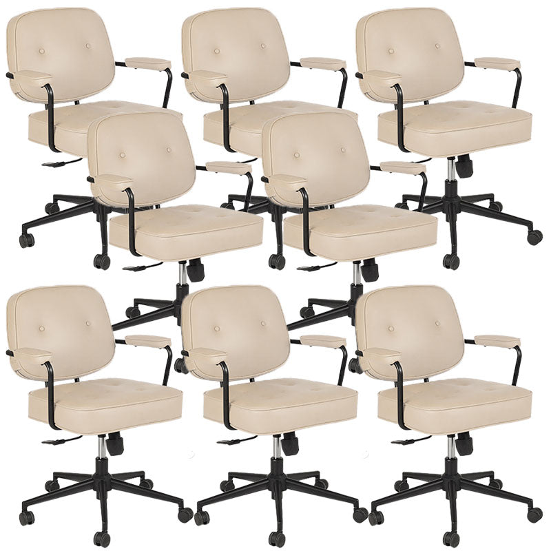 Contemporary Fixed Arms Desk Chair Wheels Included Conference Chair for Office