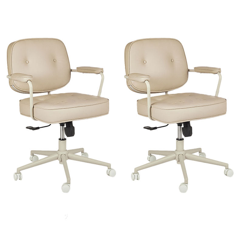 Contemporary Fixed Arms Desk Chair Wheels Included Conference Chair for Office