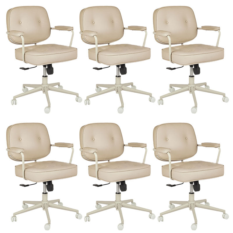 Contemporary Fixed Arms Desk Chair Wheels Included Conference Chair for Office