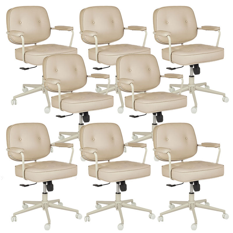 Contemporary Fixed Arms Desk Chair Wheels Included Conference Chair for Office