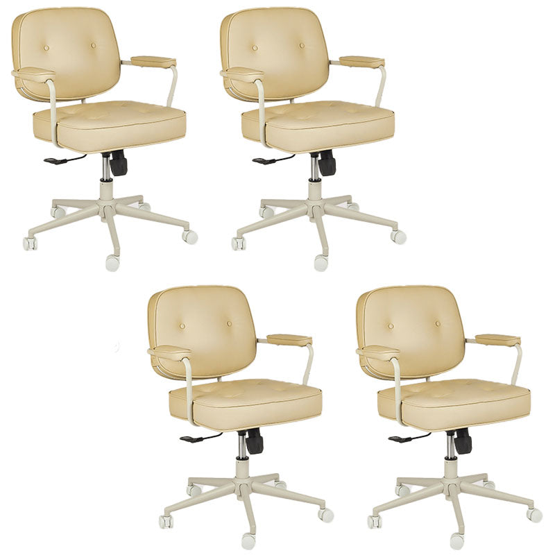 Contemporary Fixed Arms Desk Chair Wheels Included Conference Chair for Office