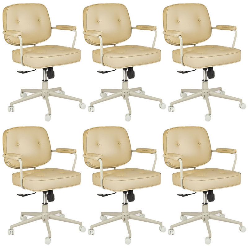 Contemporary Fixed Arms Desk Chair Wheels Included Conference Chair for Office