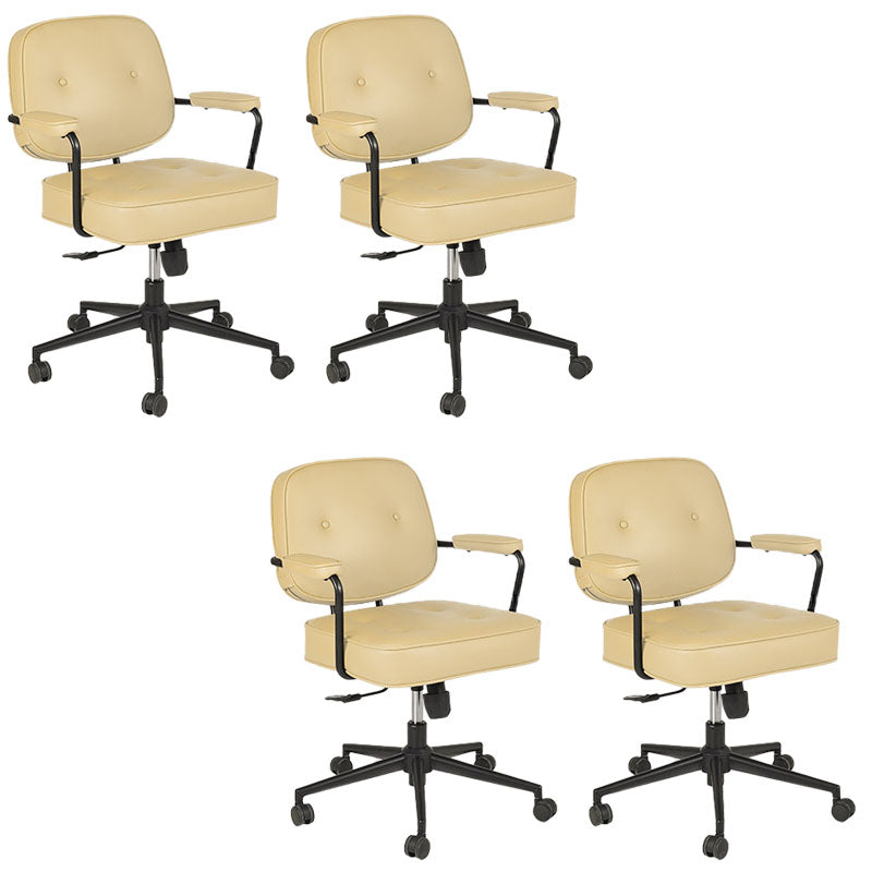 Contemporary Fixed Arms Desk Chair Wheels Included Conference Chair for Office