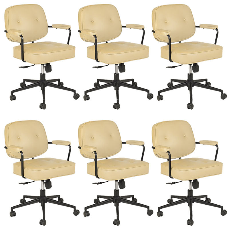 Contemporary Fixed Arms Desk Chair Wheels Included Conference Chair for Office