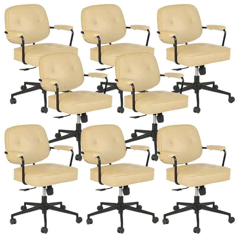 Contemporary Fixed Arms Desk Chair Wheels Included Conference Chair for Office