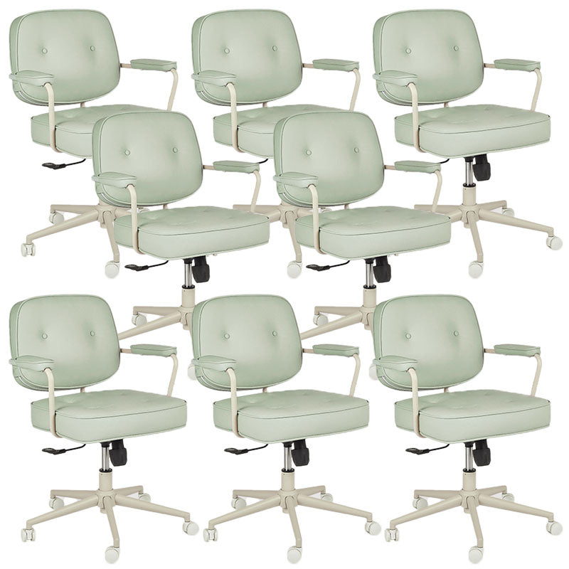 Contemporary Fixed Arms Desk Chair Wheels Included Conference Chair for Office