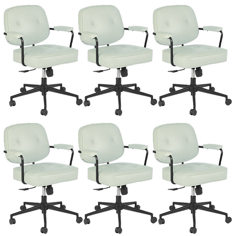 Contemporary Fixed Arms Desk Chair Wheels Included Conference Chair for Office