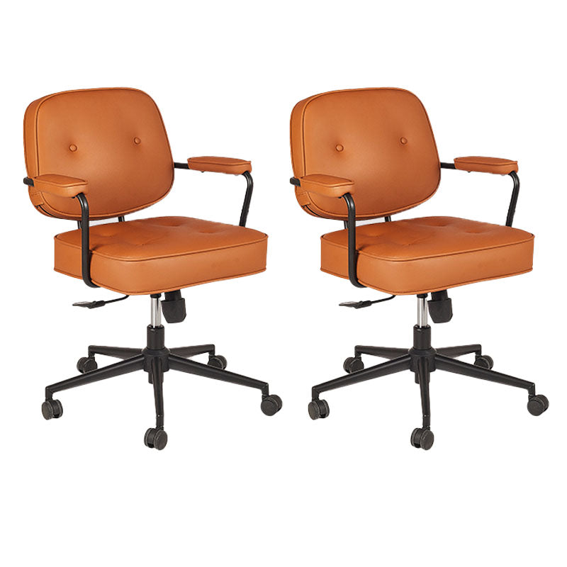 Contemporary Fixed Arms Desk Chair Wheels Included Conference Chair for Office