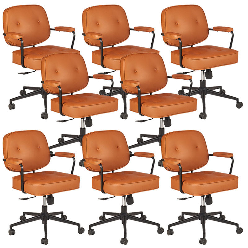 Contemporary Fixed Arms Desk Chair Wheels Included Conference Chair for Office