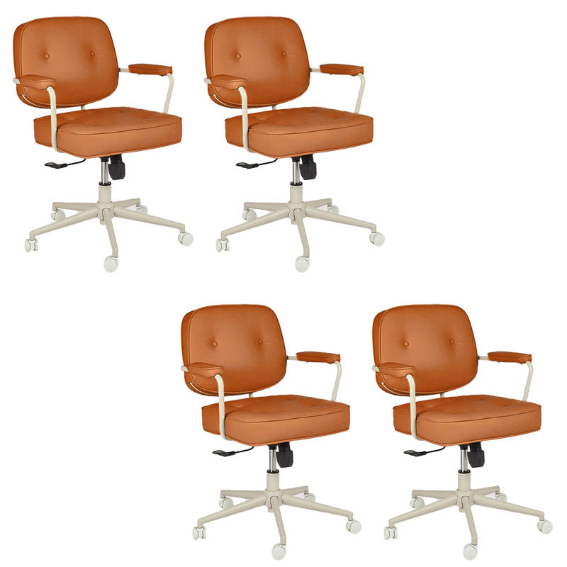 Contemporary Fixed Arms Desk Chair Wheels Included Conference Chair for Office