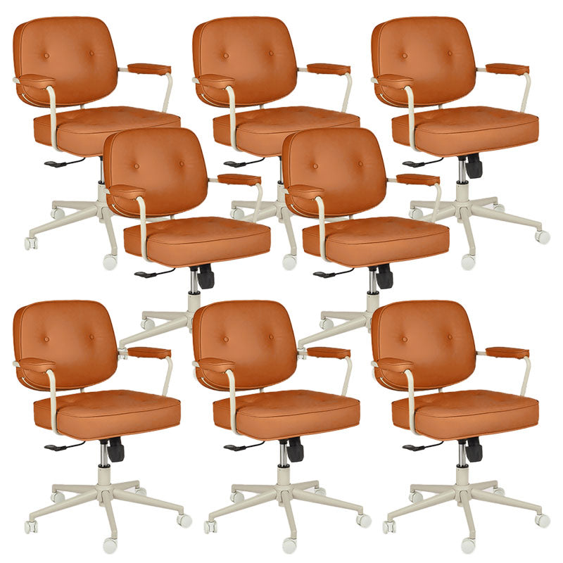 Contemporary Fixed Arms Desk Chair Wheels Included Conference Chair for Office