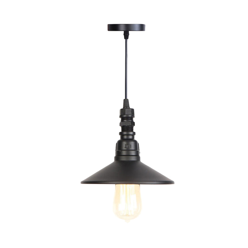 Zwart 1 Lichte hanglamp Lichte armatuur Industriële ijzeren schotelplafondlamp voor de gang