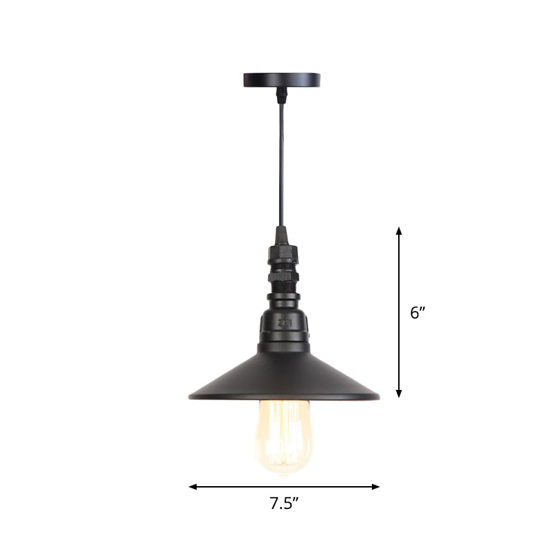 Black 1 Lampada leggera Lampada a sospensione industriale Lampada del soffitto del piattino per corridoio per corridoio