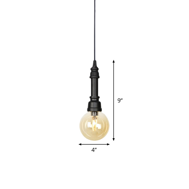 1 lichte bal/capsule suspensie licht industriële zwarte afwerking barnsteen glazen plafond hanglamp buislamp