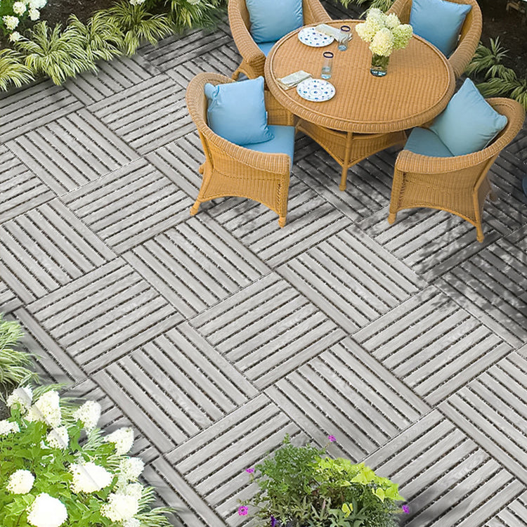 Outdoor Deck Tiles Wooden Stripe Composite Snapping Deck Tiles