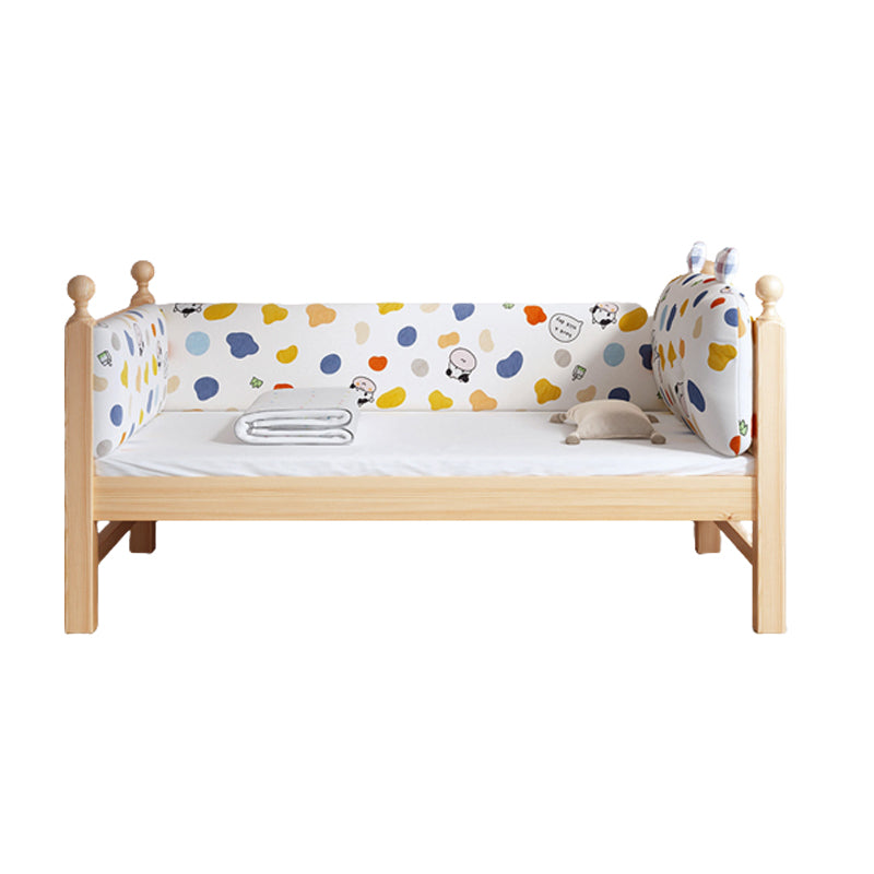 Solid Wood Kids Bed with Detachable Guardrails Modern Natural Bed with Mattress