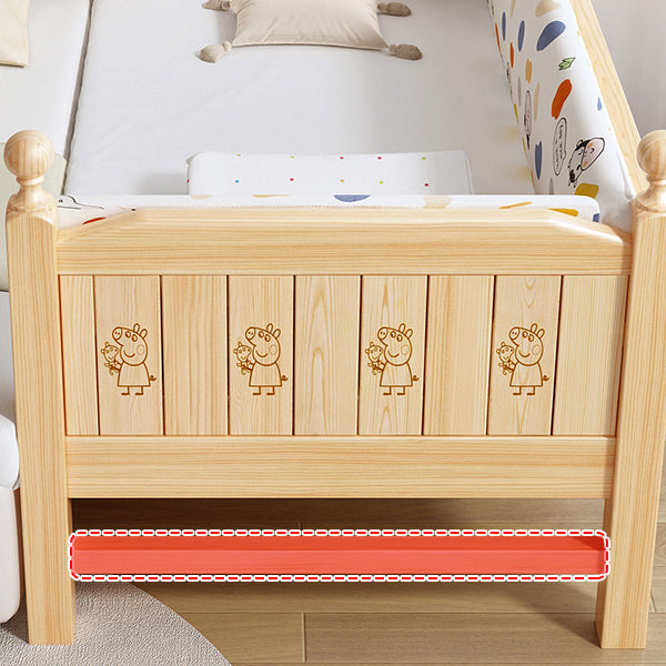 Solid Wood Kids Bed with Detachable Guardrails Modern Natural Bed with Mattress