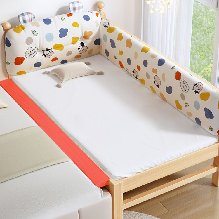 Solid Wood Kids Bed with Detachable Guardrails Modern Natural Bed with Mattress