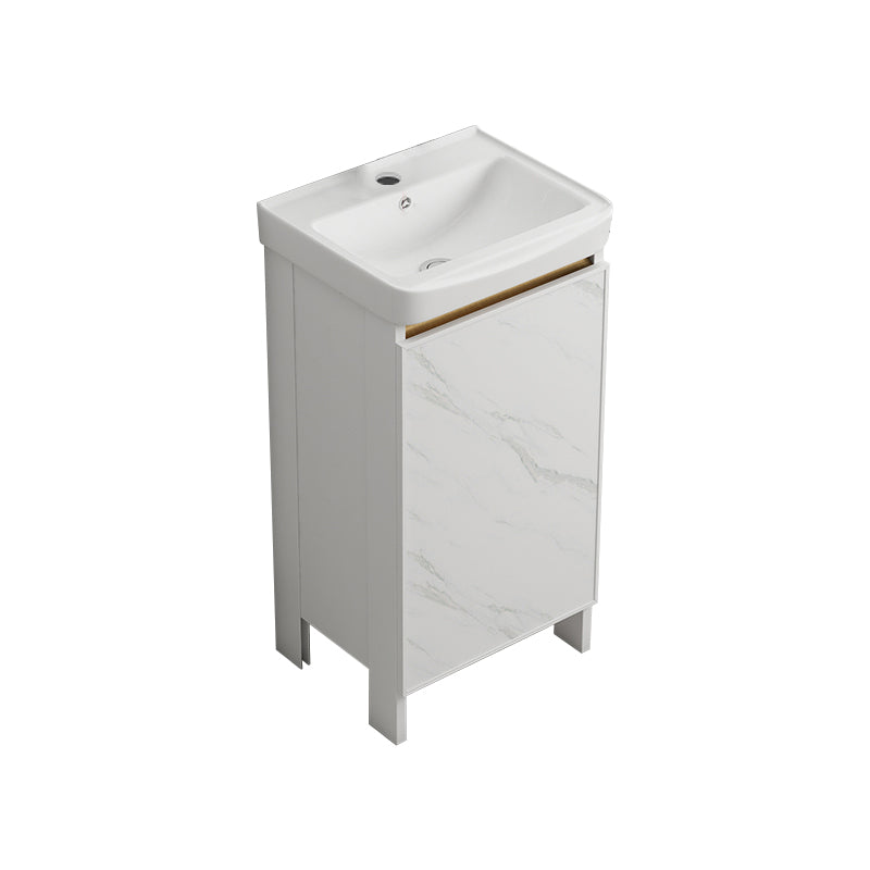 Modern White Metal Base Vanity Single Freestanding Rectangular Sink Vanity