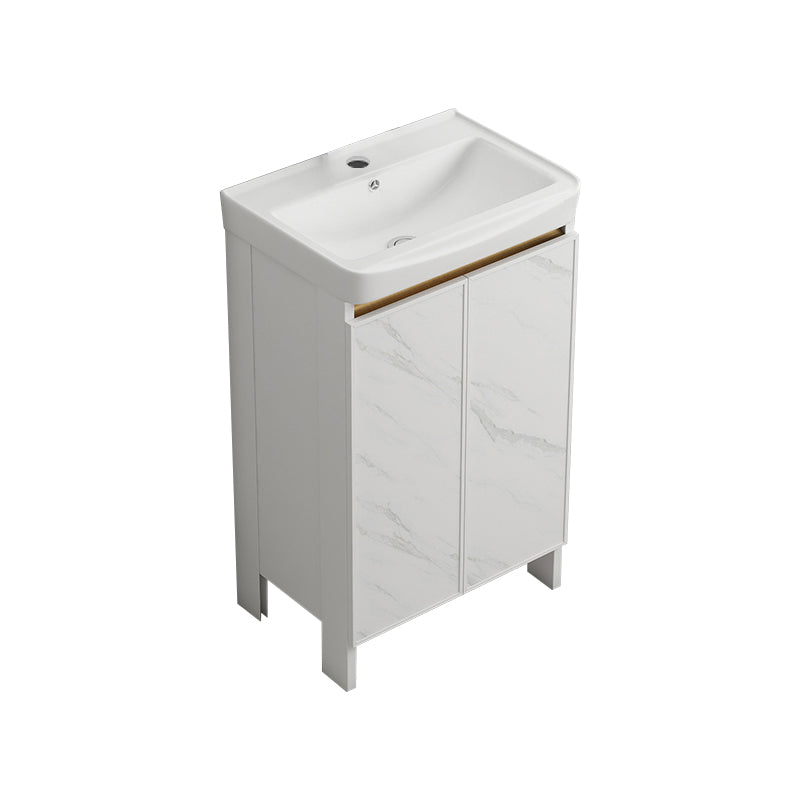 Modern White Metal Base Vanity Single Freestanding Rectangular Sink Vanity