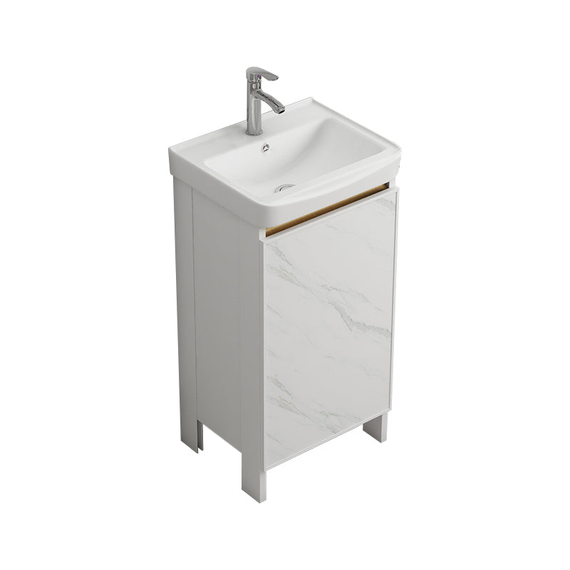 Modern White Metal Base Vanity Single Freestanding Rectangular Sink Vanity