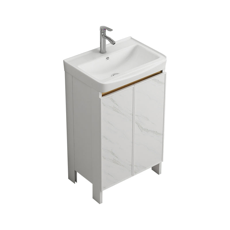 Modern White Metal Base Vanity Single Freestanding Rectangular Sink Vanity