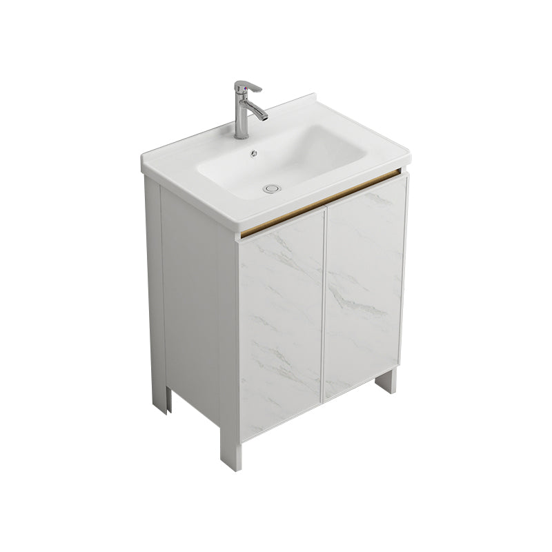 Modern White Metal Base Vanity Single Freestanding Rectangular Sink Vanity