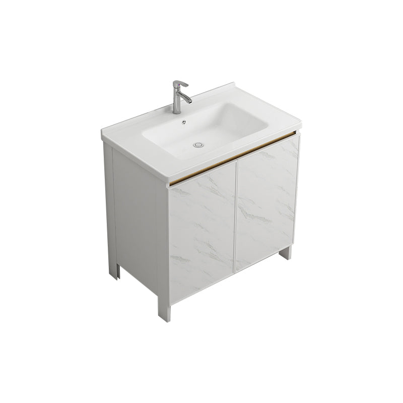 Modern White Metal Base Vanity Single Freestanding Rectangular Sink Vanity