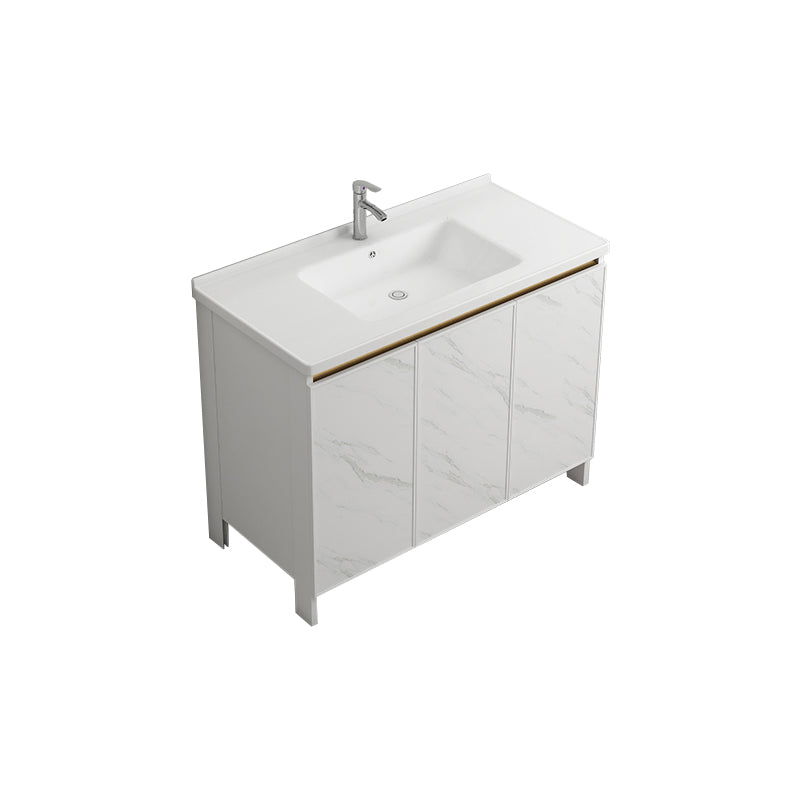 Modern White Metal Base Vanity Single Freestanding Rectangular Sink Vanity