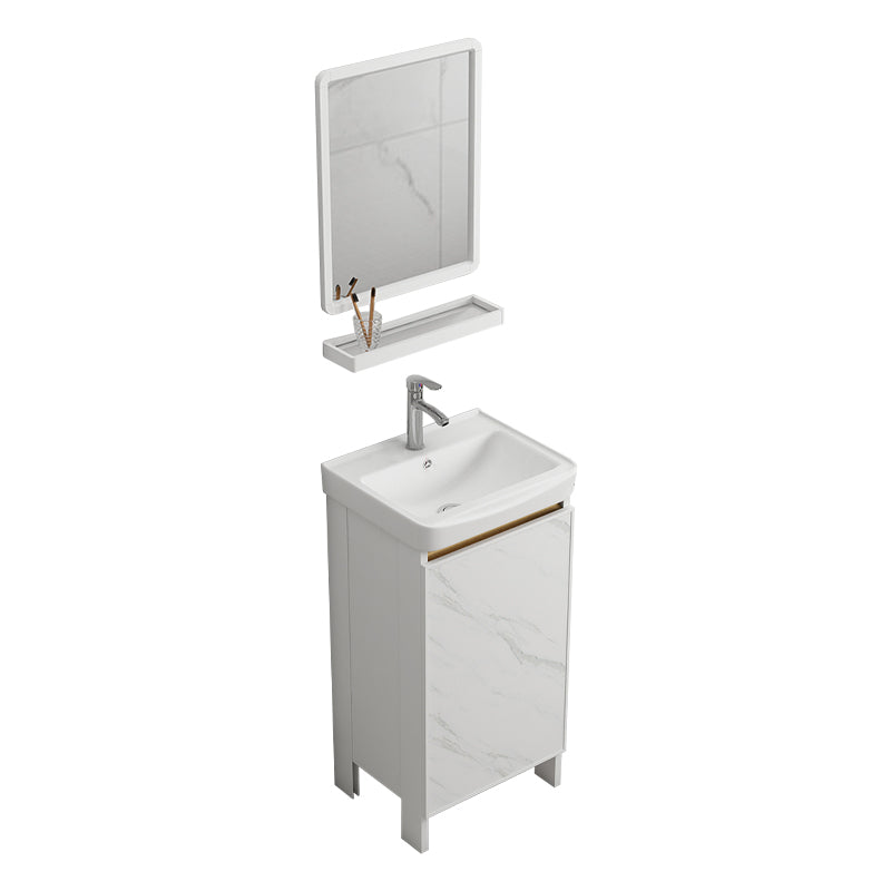 Modern White Metal Base Vanity Single Freestanding Rectangular Sink Vanity