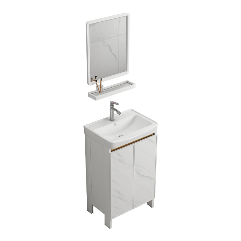 Modern White Metal Base Vanity Single Freestanding Rectangular Sink Vanity