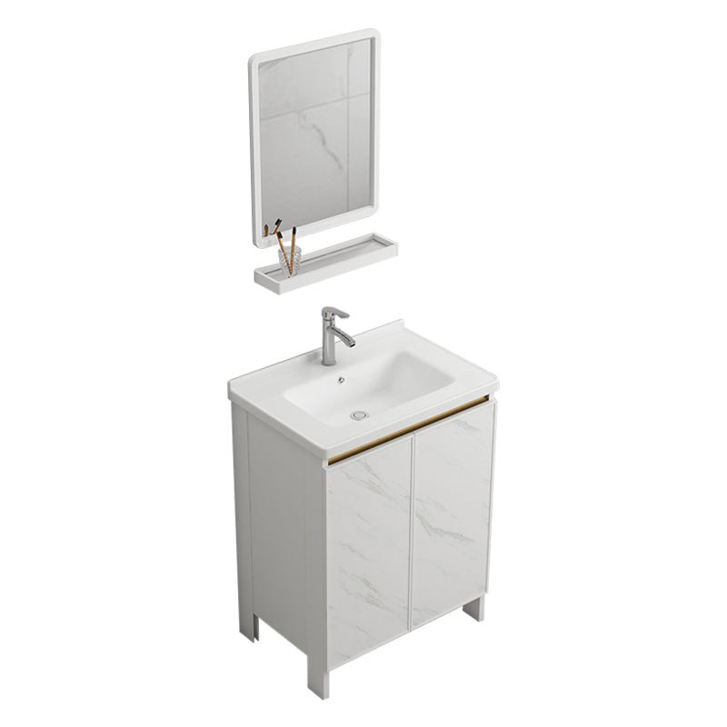 Modern White Metal Base Vanity Single Freestanding Rectangular Sink Vanity