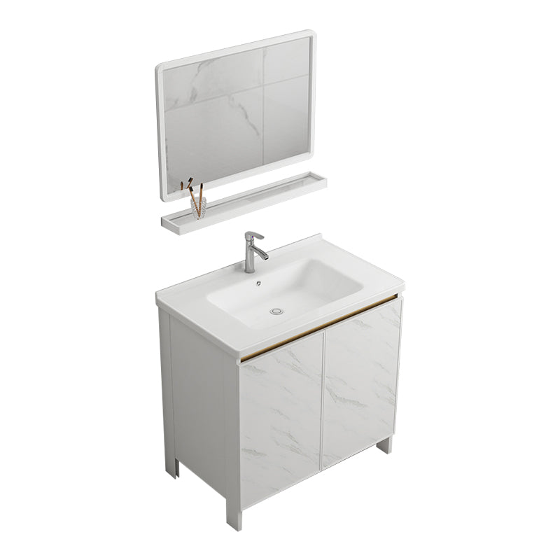 Modern White Metal Base Vanity Single Freestanding Rectangular Sink Vanity