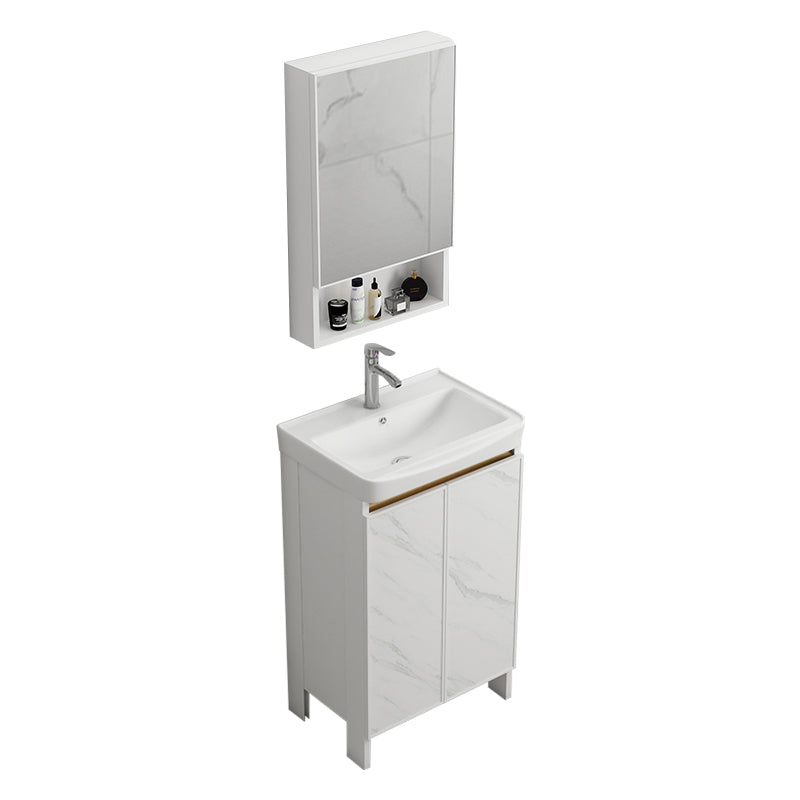 Modern White Metal Base Vanity Single Freestanding Rectangular Sink Vanity