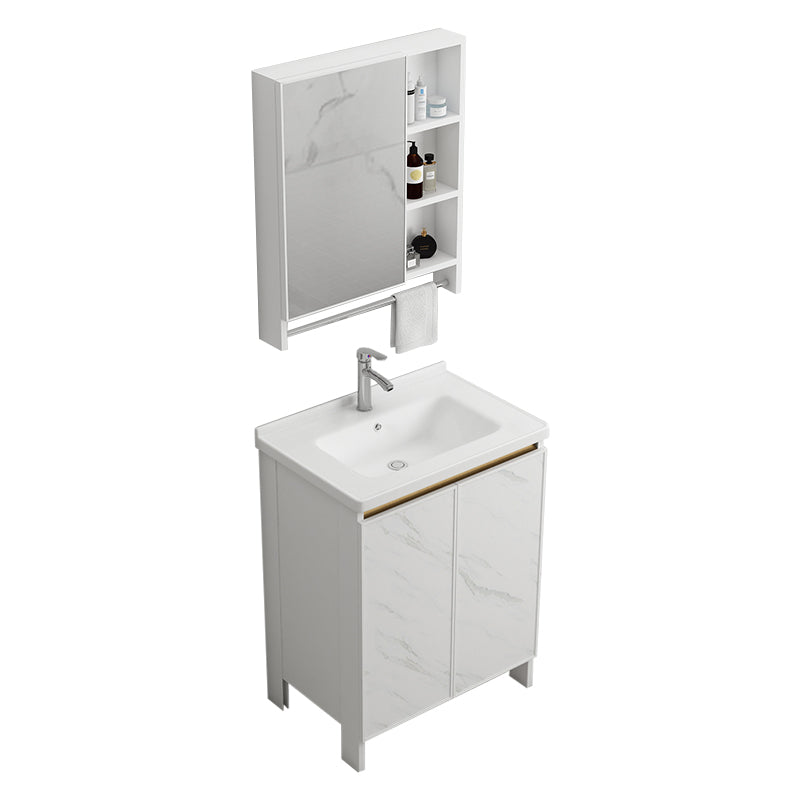 Modern White Metal Base Vanity Single Freestanding Rectangular Sink Vanity