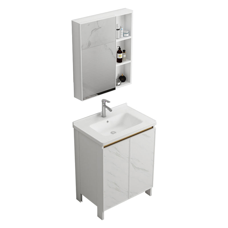 Modern White Metal Base Vanity Single Freestanding Rectangular Sink Vanity